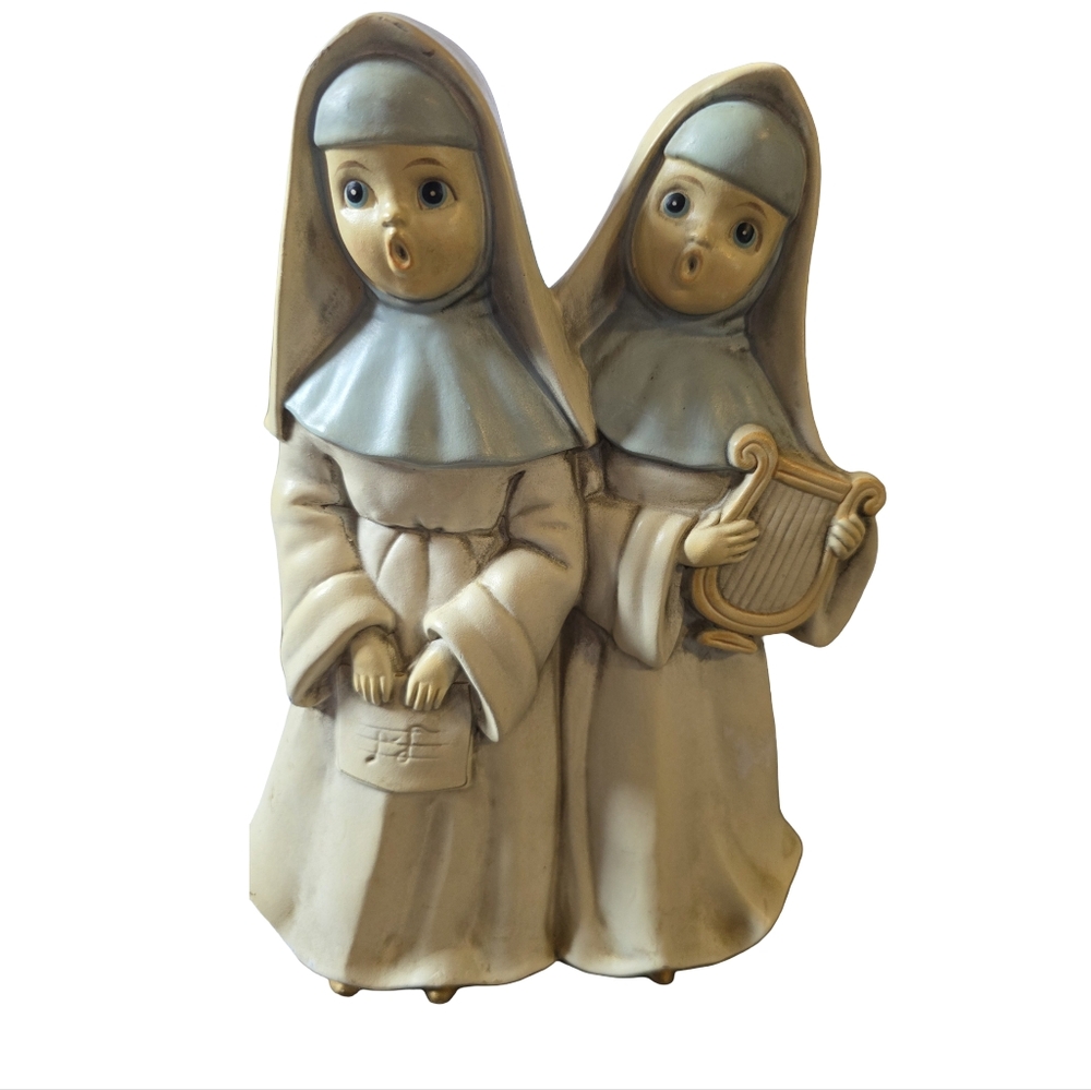 🎶 Vintage Josef Originals Singing Nuns Music Box Figurine Japan 9-1/4" Plays